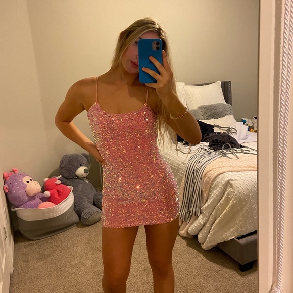 Lucy in the Sky | Dresses | Lucy In The Sky Iridescent Sequin Bodycon Dress  In Pink | Poshmark